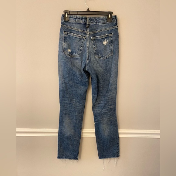 Free Assembly distress denim straight leg jeans raw hem. 0 - Picture 2 of 8